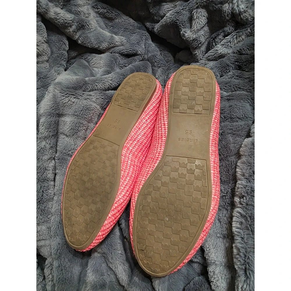 Birdies Starling Pink Woven Raffia Loafers Smoking Slippers Womens 9.5